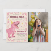Invitation Girl Three-Rex Dinosaur Birthday Photo (Devant)