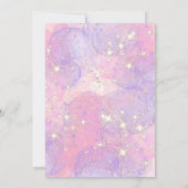 Invitation Girl Unicorn Gold Parties scintillant rose 8e anni (Dos)