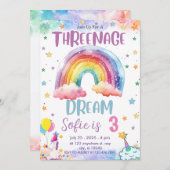 Invitation Girl Unicorn Threenage Dream, Arc-en-ciel 3ème ann (Devant / Derrière)