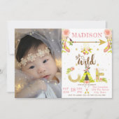 Invitation Girl Wild One Boho photo d'anniversaire (Devant)