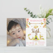 Invitation Girl Wild One Boho photo d'anniversaire (Debout devant)