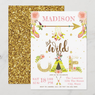 Invitation Girl Wild One Boho premier anniversaire