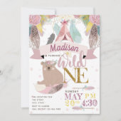 Invitation Girl Wild One Boho premier anniversaire (Devant)