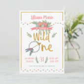 Invitation Girl Wild One Boho Tribal First Birthday Invitatio (Debout devant)