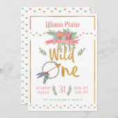 Invitation Girl Wild One Boho Tribal First Birthday Invitatio (Devant / Derrière)