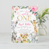 Invitation Girl Wild One Jungle Animaux (Debout devant)