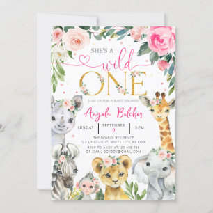 Invitation Girl Wild One Jungle Animaux