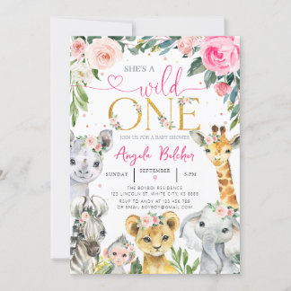 Invitation Girl Wild One Jungle Animaux