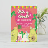 Invitation GIrls Baby shower Fiesta (Debout devant)