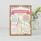 Invitation Girls Birthday Party Scavenger Hunt Birthday Party (Debout devant)