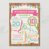 Invitation Girls Birthday Party Scavenger Hunt Birthday Party (Devant)