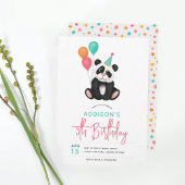 Invitation Girls Cute Panda Bear 5e fête d'anniversaire
