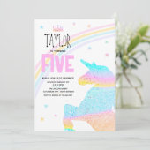 Invitation Girls Cute Rainbow Unicorn Enfants 5e anniversaire (Debout devant)