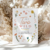 Invitation Girls Cute Two Wild Boho Wildflower 2nd Birthday