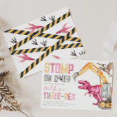 Invitation Girl's Dino Construction 3ème anniversaire Invitat