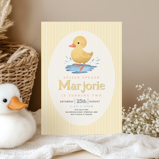 Invitation Girls Duckling Puddle Summer Birthday