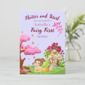 Invitation Girls Fairy First Fairytale Mushroom Butterfly (Debout devant)