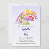 Invitation Girls Fairy Mushroom Rainbow Birthday  (Devant)
