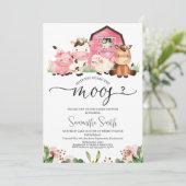 Invitation Girls Farm Avez-Vous Entendu Le Baby shower Moos (Debout devant)