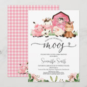 Invitation Girls Farm Avez-Vous Entendu Le Baby shower Moos (Devant / Derrière)