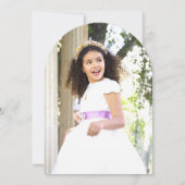 Invitation Girl's First Holy Communion Pink Wildflower Bow (Dos)