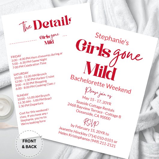 Invitation Girls Gone Mild Classic Bachelorette Beach Weekend