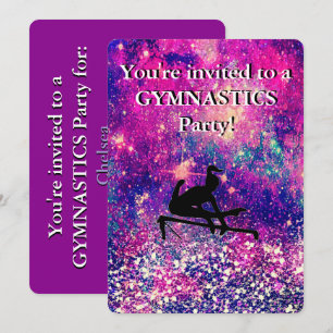 Invitation Girls Gymnastique Anniversaire Fête Étincelle