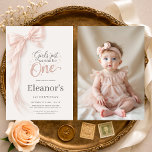 Invitation Girls Just Wanna be One Photo Bow 1st Birthday<br><div class="desc">Adorable Girls Just Wanna Be One photo first birthday invitation featuring a sweet pink bow themed design. Perfect for celebrating a baby girl turning one with a playful and stylish party. The photo feature adds a personal touch to your bow themed birthday celebration. Editable text and photo. Print ready layout....</div>