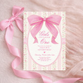 Invitation Girls Just Wanna Be One: Pink Bow 1st Birthday