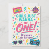 Invitation Girls just wanna be ONE Pop 1st Birthday Party (Devant)