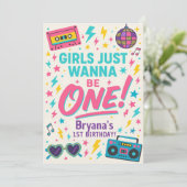 Invitation Girls just wanna be ONE Pop 1st Birthday Party (Debout devant)