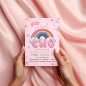 Invitation Girls Just Wanna Be Two Rainbow 2nd Birthday