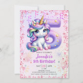 Invitation Girls Magical Unicorn 5e Anniversaire de fête Invi (Devant)