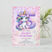 Invitation Girls Magical Unicorn 5e Anniversaire de fête Invi (Debout devant)