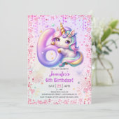 Invitation Girls Magical Unicorn 6e fête d'anniversaire (Debout devant)