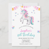 Invitation Girls Magical Unicorn fête d'anniversaire (Devant)