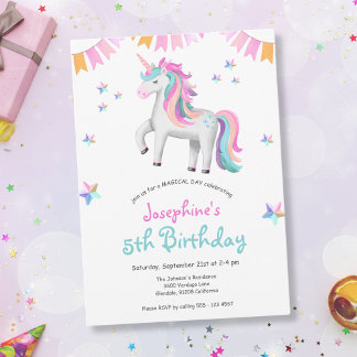 Invitation Girls Magical Unicorn fête d'anniversaire