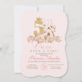 Invitation Girls mignonne Pink Gold Castle Enfants 5e anniver (Devant)