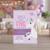 Invitation Girls mignonne violet Unicorn Enfants 5e anniversa