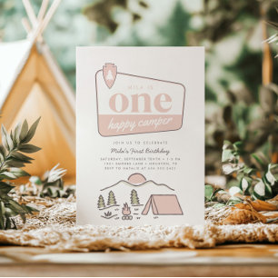 Invitation Girl's One Happy Camper Park Explorer 1er annivers