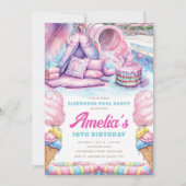 Invitation Girls Sleepover Pool Party (Devant)