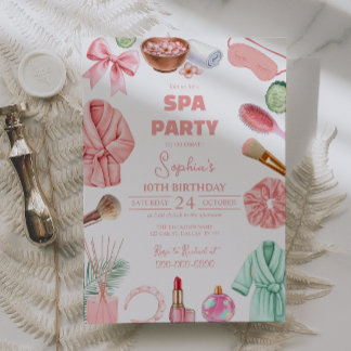 Invitation Girls Spa Birthday, Spa Party Birthday Glam Party