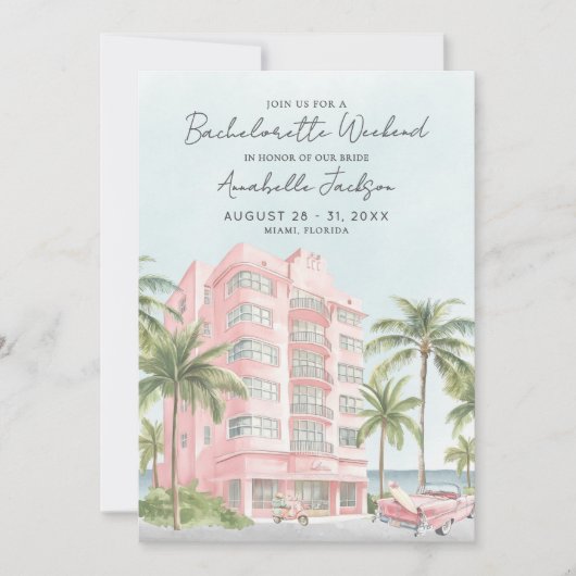 Invitation Girls Weekend Miami Beach Bachelorette Party (Devant)