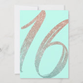 Invitation Girly Aqua Blue Rose Gold Sequin Parties scintilla (Dos)