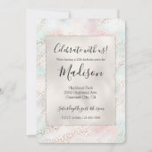 Invitation Girly Aqua Blush Empreinte de léopard or rose (Devant)