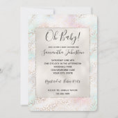 Invitation Girly Aqua Blush Empreinte de léopard or rose (Devant)