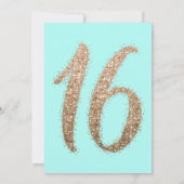 Invitation Girly Aqua Turquoise or parsemé Parties scintillan (Dos)