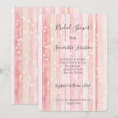 Invitation Girly Blush Pink Stripes White Dots Bridal Shower (Devant / Derrière)