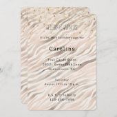 Invitation Girly Blush Zebra Gold Confetti Sparkle Birthday (Devant / Derrière)