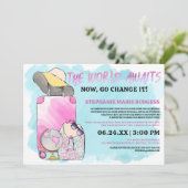 Invitation Girly Change World Watercolor Photo Graduation (Debout devant)